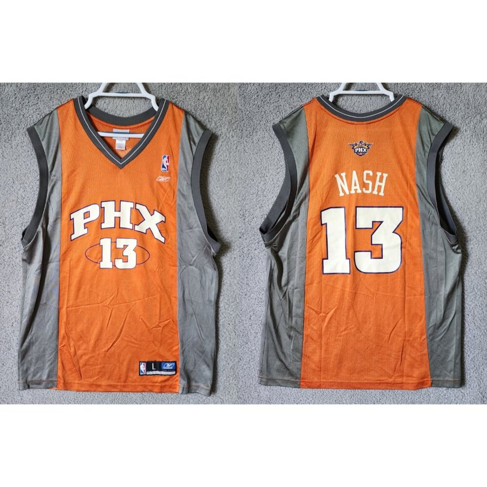 Steve‎ Nash #13 Phoenix Suns Reebok NBA Orange Gray Mesh Jersey Size Large